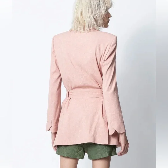 NEW NWT ZADIG & VOLTAIRE Vita Jac Mandala Jacket blush blazer size Large - Picture 4 of 9